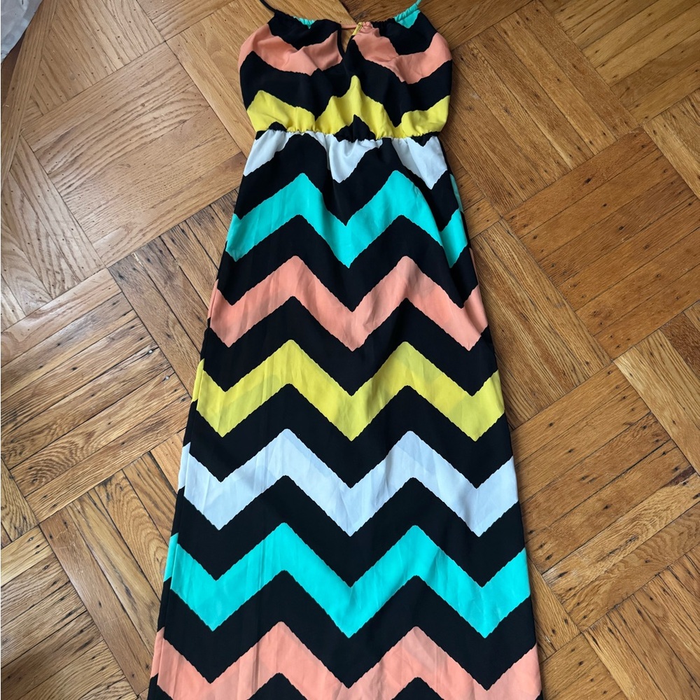 Charlotte Russe Teal and Black Chevron Dress